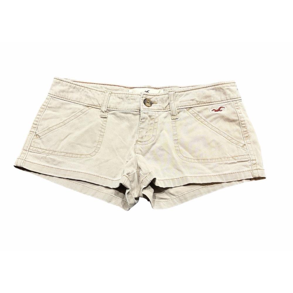 Hollister Khaki Micro Mini Short Size 0 Ultra Low Rise Utility Chino Y2K Vintage